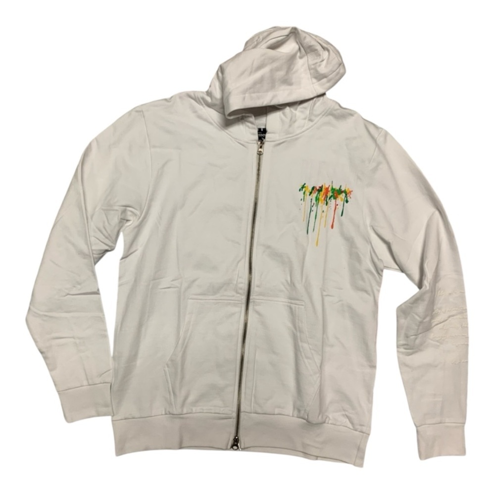 White Drip Hoodie with Colorful Logo